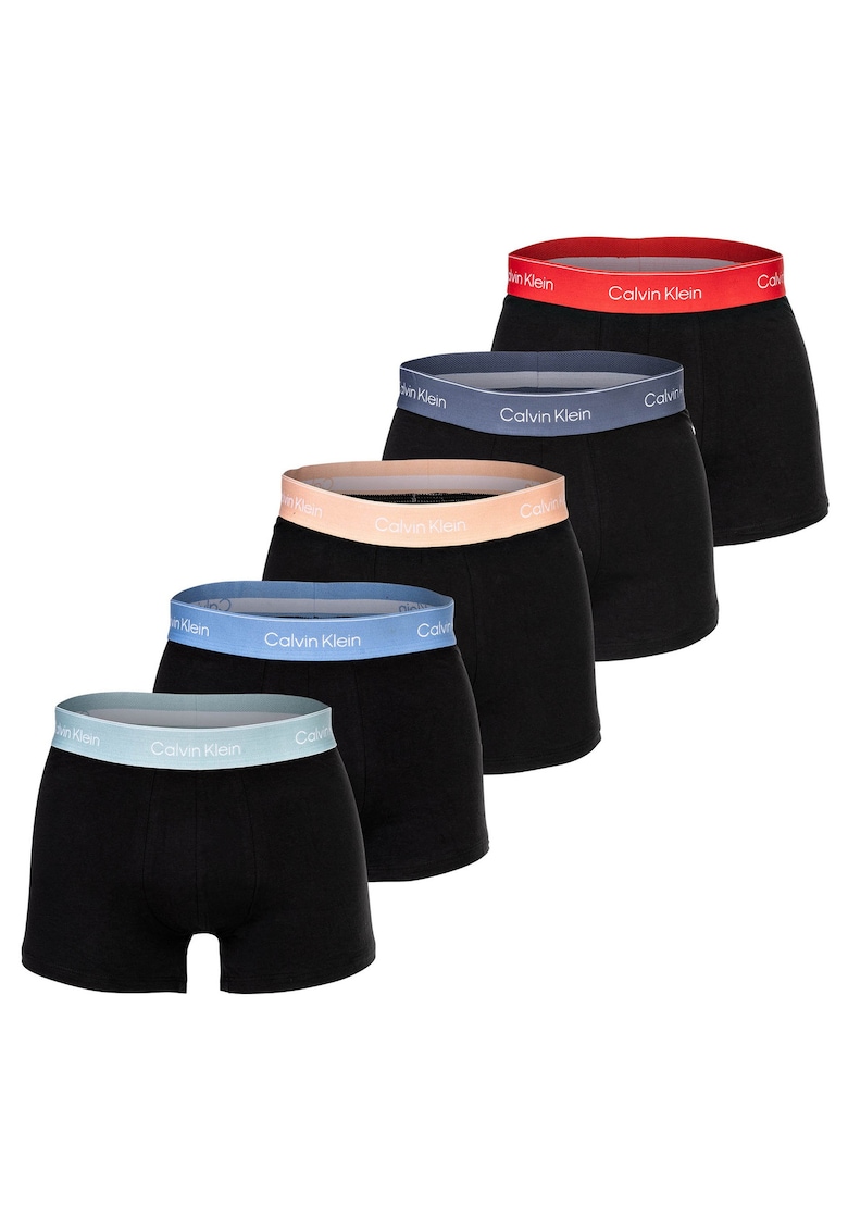 Set de boxeri cu banda logo in talie - 5 perechi - Rosu/Negru/Albastru