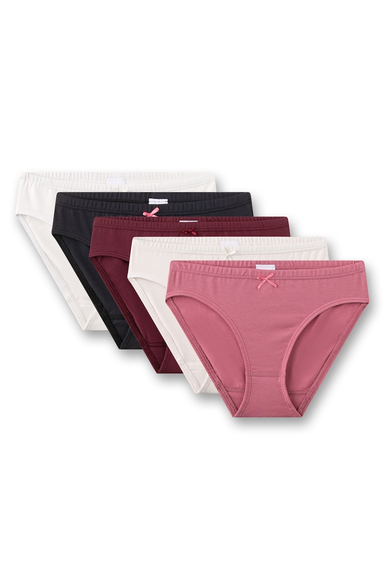 Set de chiloti din amestec de bumbac - 5 perechi - Alb/Roz