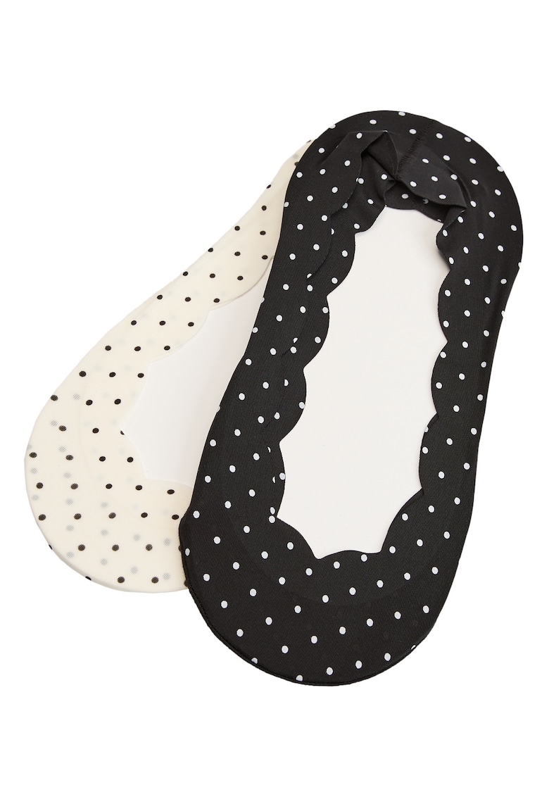 Sosete de tip talpici - dama - set de 2 perechi - Negru-alb crem - Adeline - Alb