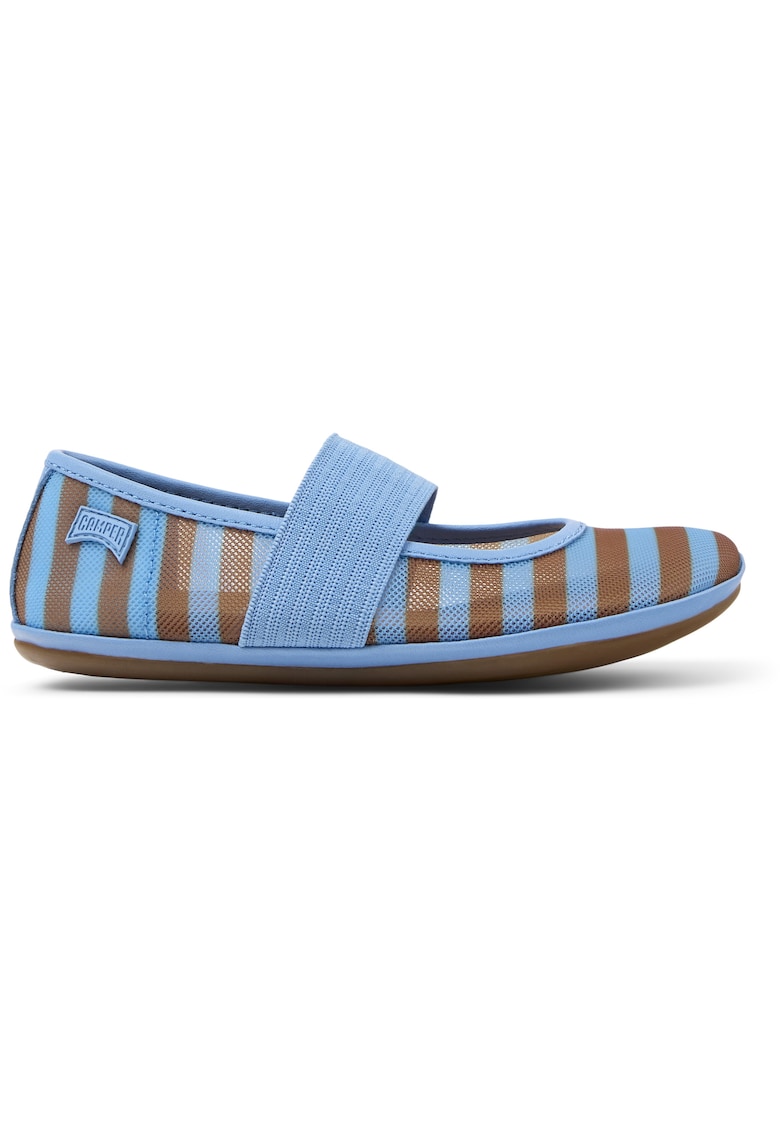 Balerini din material textil cu banda elastica Right - Albastru pastel/Maro