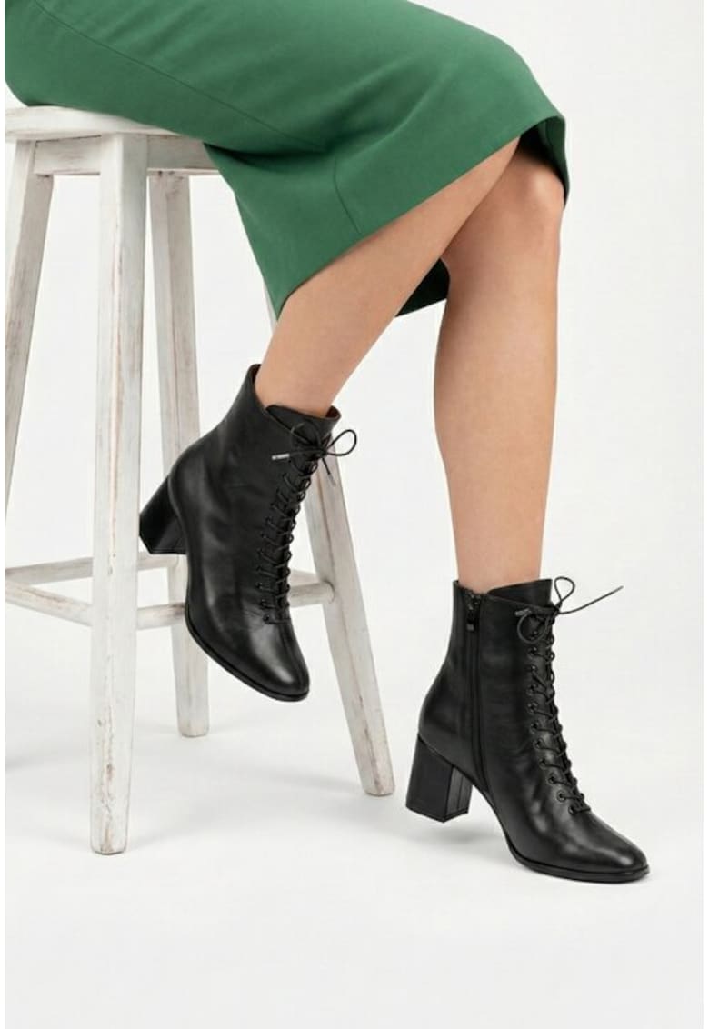 Botine elegante din piele naturala neagra - Negru