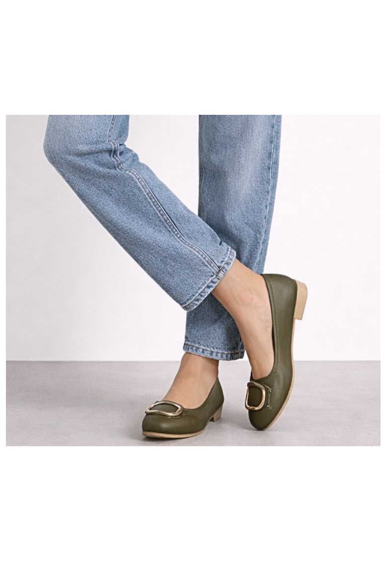 Balerini dama - M480011C verde - piele naturala - toc - Verde