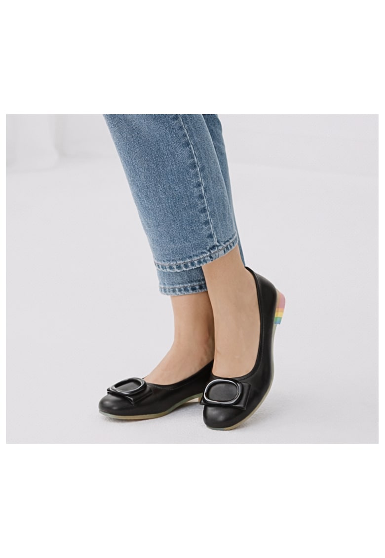 Balerini dama - M480011A negru - piele naturala - toc - Negru