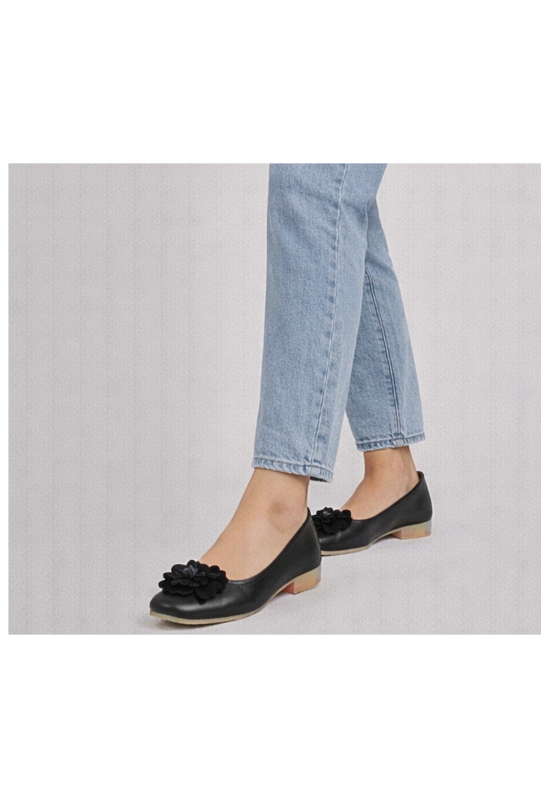 Balerini dama - M480006A negru - piele naturala - toc - Negru