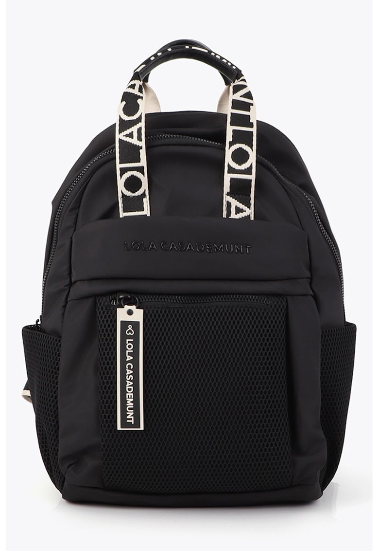 Rucsac din material textil cu fermoar - Negru