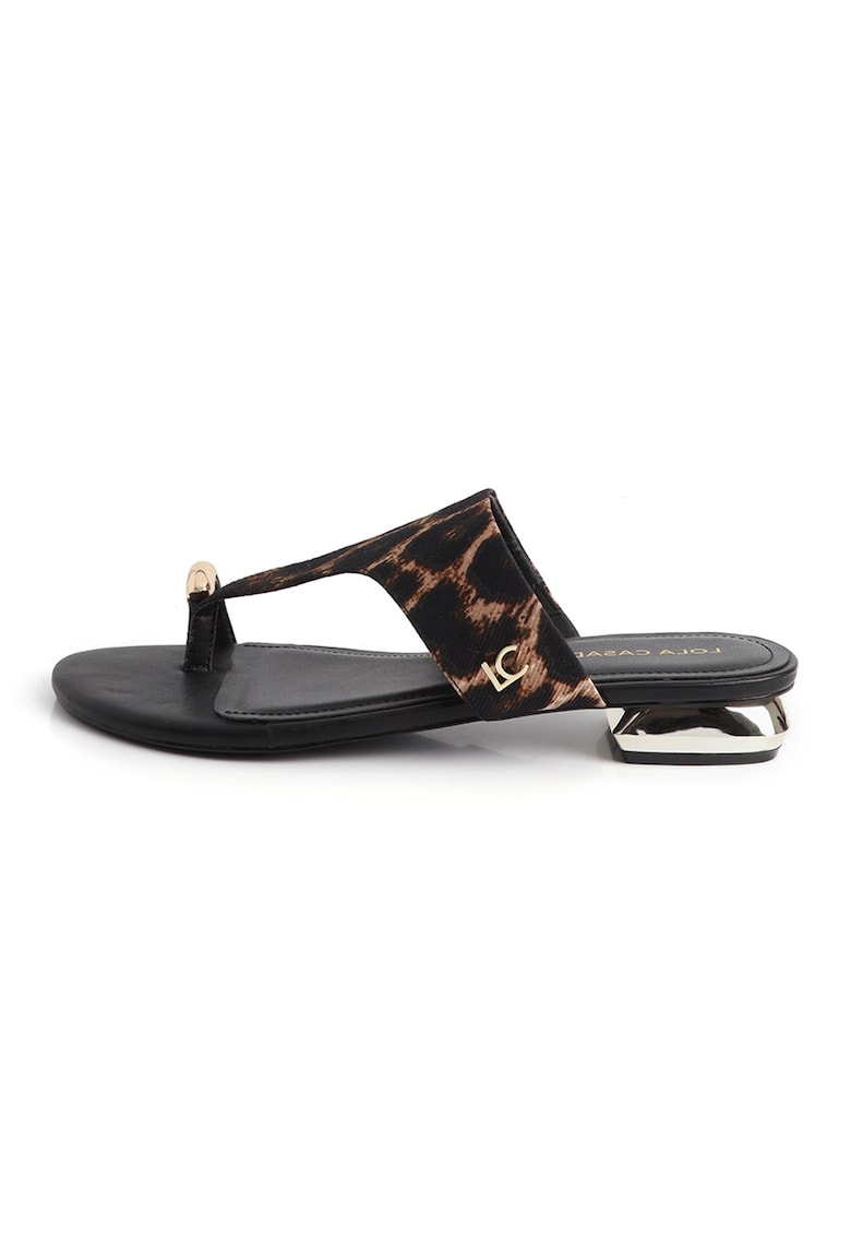 Papuci flip-lfop cu model animal print - Auriu/Maro