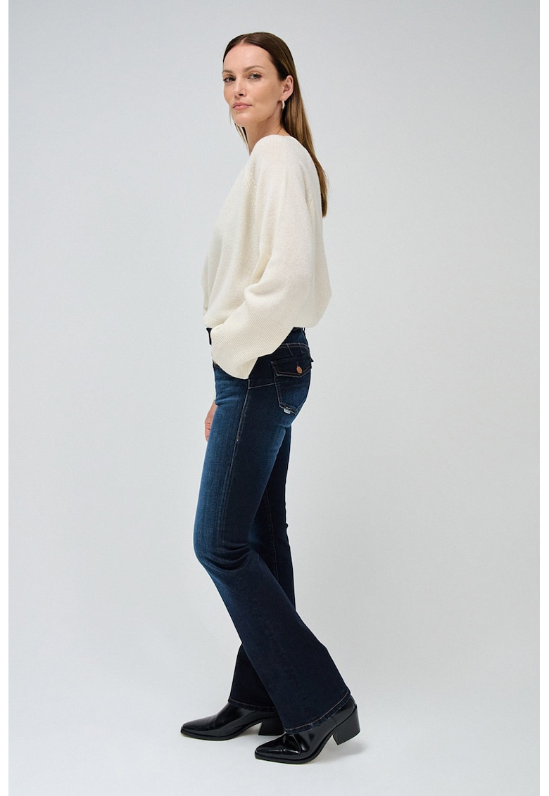 Blugi push-up cu croiala bootcut - Bleumarin