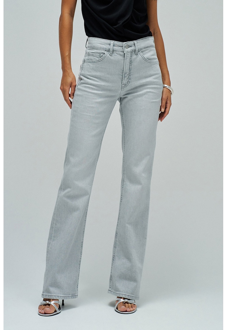 Blugi cu croiala bootcut si talie inalta - Albastru glaciar