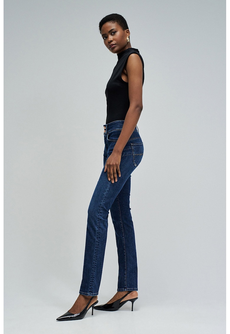 Blugi slim fit cu efect push-up - Albastru inchis