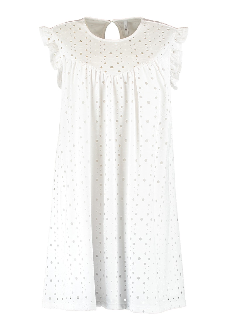 Rochie dreapta cu perforatii - Alb