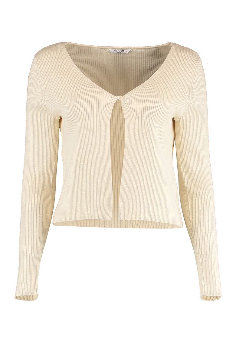 Bluza striata cu decolteu in V - Bej deschis