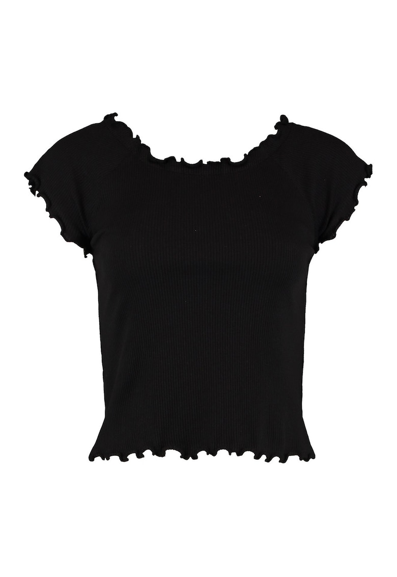 Tricou crop slim fit - Negru
