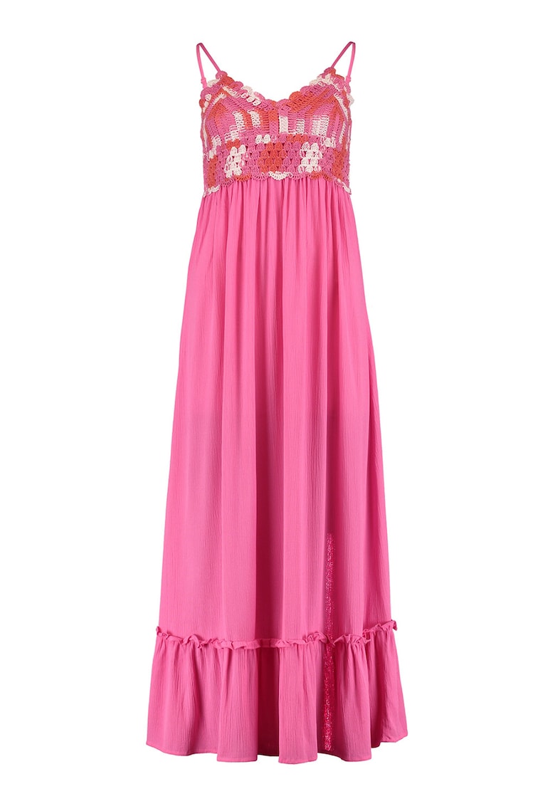 Rochie maxi cu model - Fucsia/Roz aprins