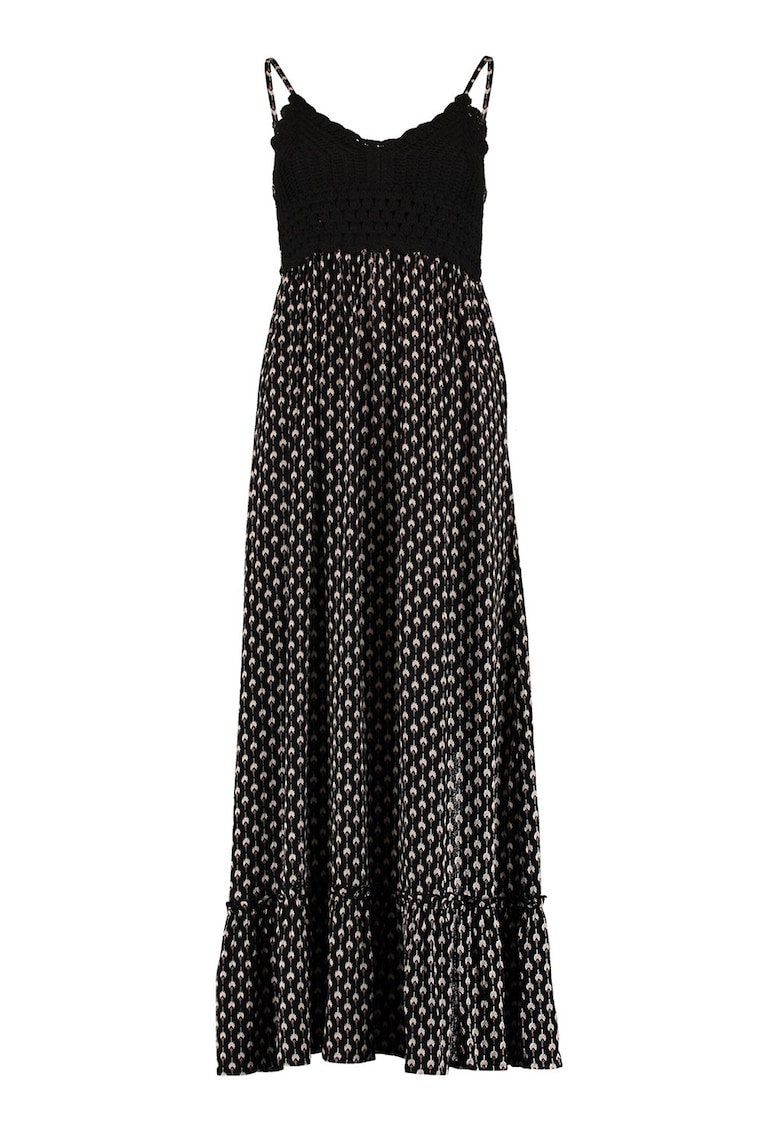 Rochie maxi cu model - Negru/Alb murdar