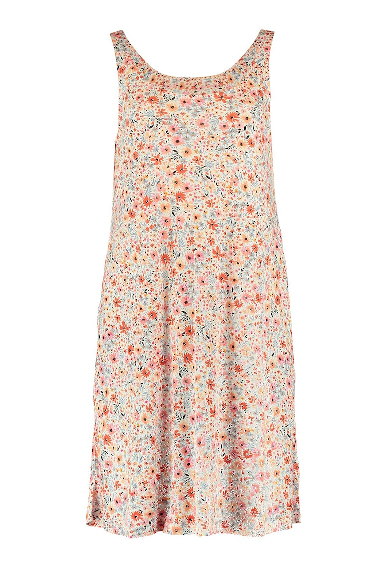 Rochie fara maneci cu imprimeu - Alb fildes/Portocaliu/Albastru prafuit
