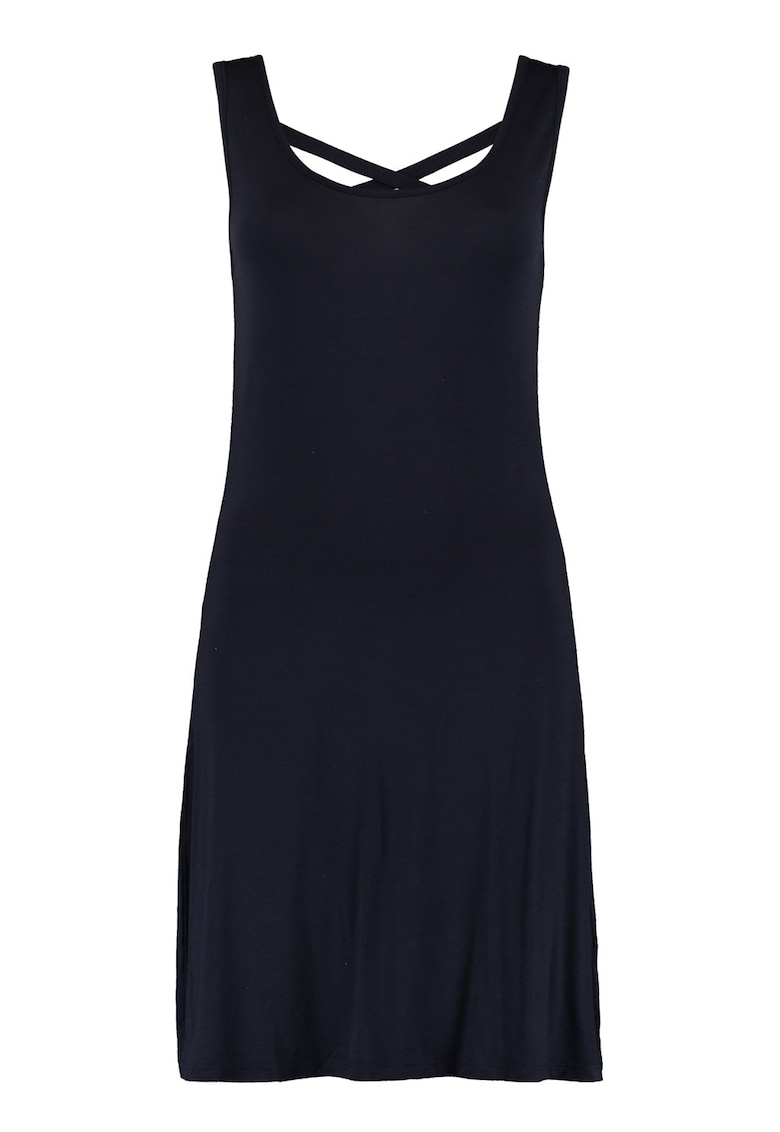 Rochie cu bretele incrucisate pe partea din spate si imprimeu - Albastru ultramarin