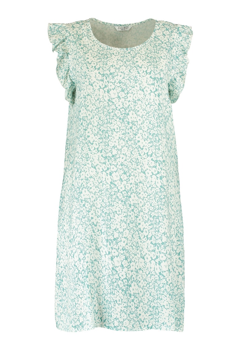Rochie lejera cu imprimeu floral - Verde pal/Alb murdar