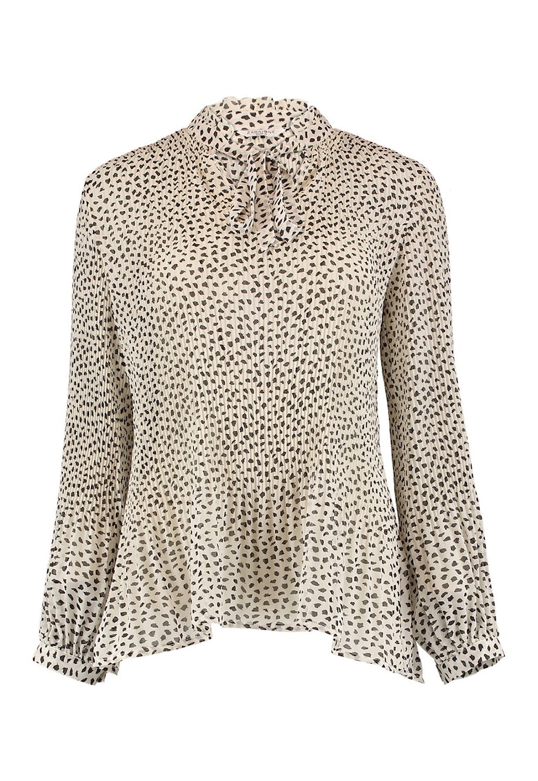 Bluza cu pliuri si terminatie asimetrica - Gri inchis/Bej deschis