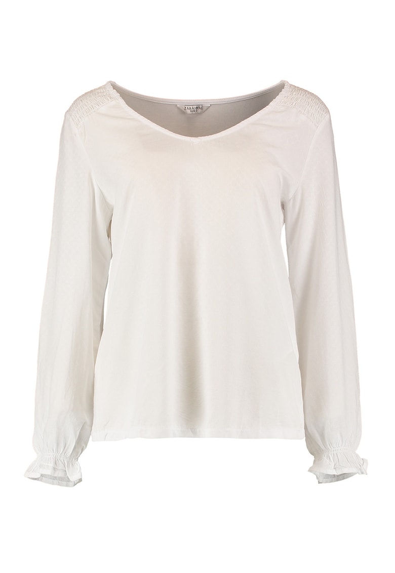 Bluza uni cu decolteu in V - Alb murdar