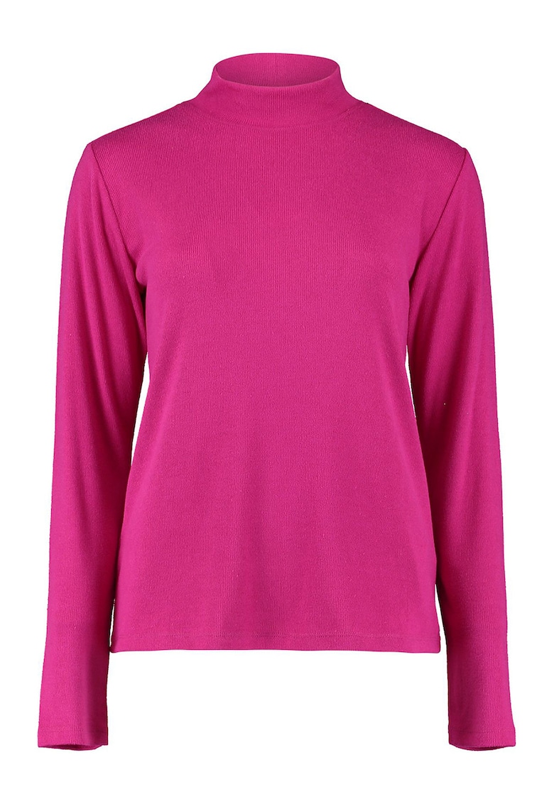 Bluza striata cu guler inalt - Fucsia