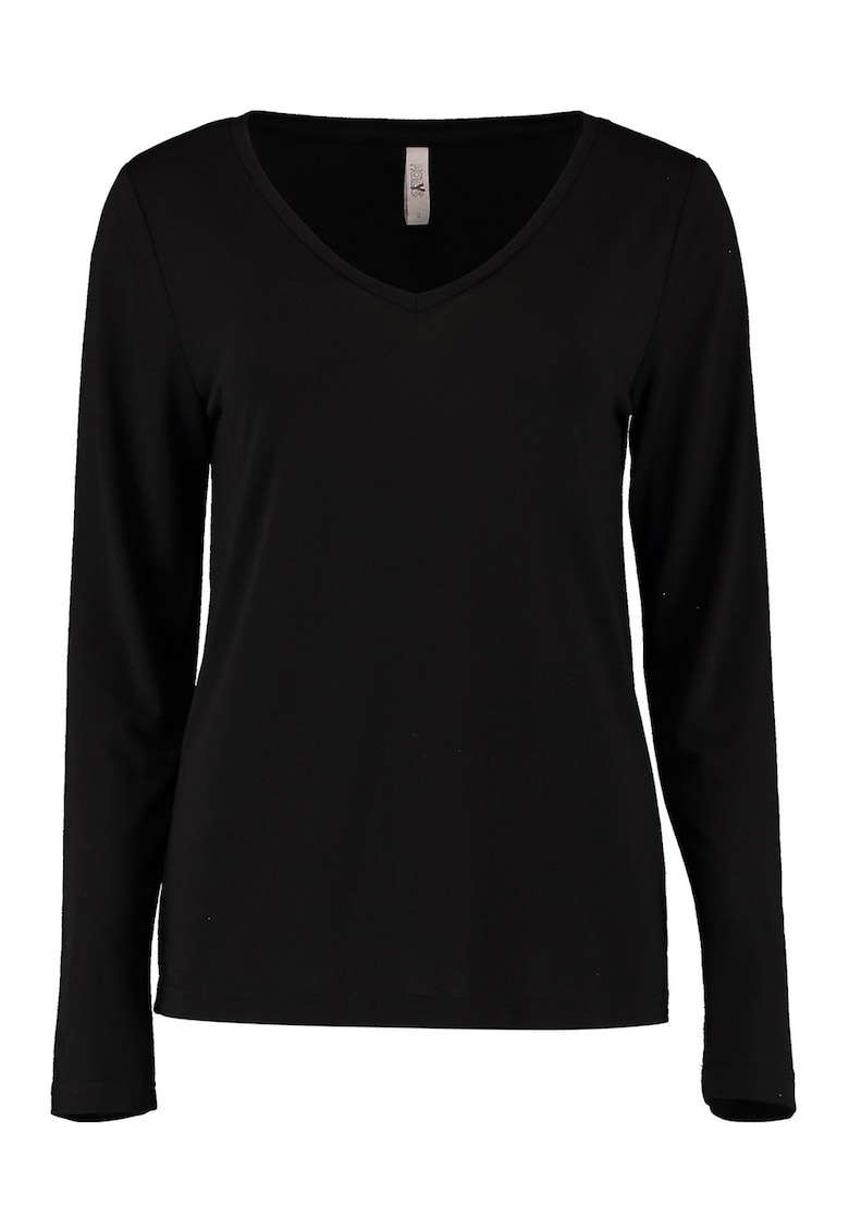 Bluza din amestec de modal cu decolteu in V - Negru