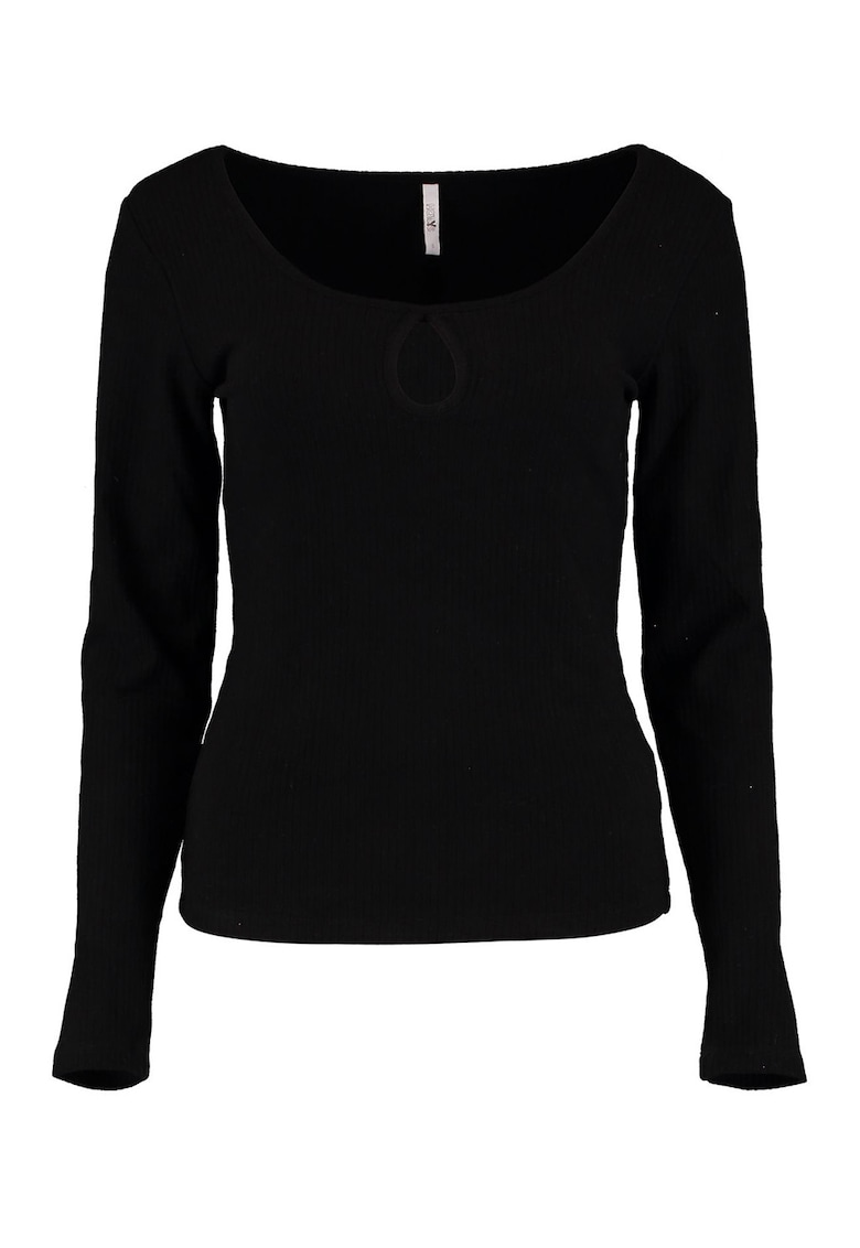 Bluza cu decolteu rotund si decupaj - Negru