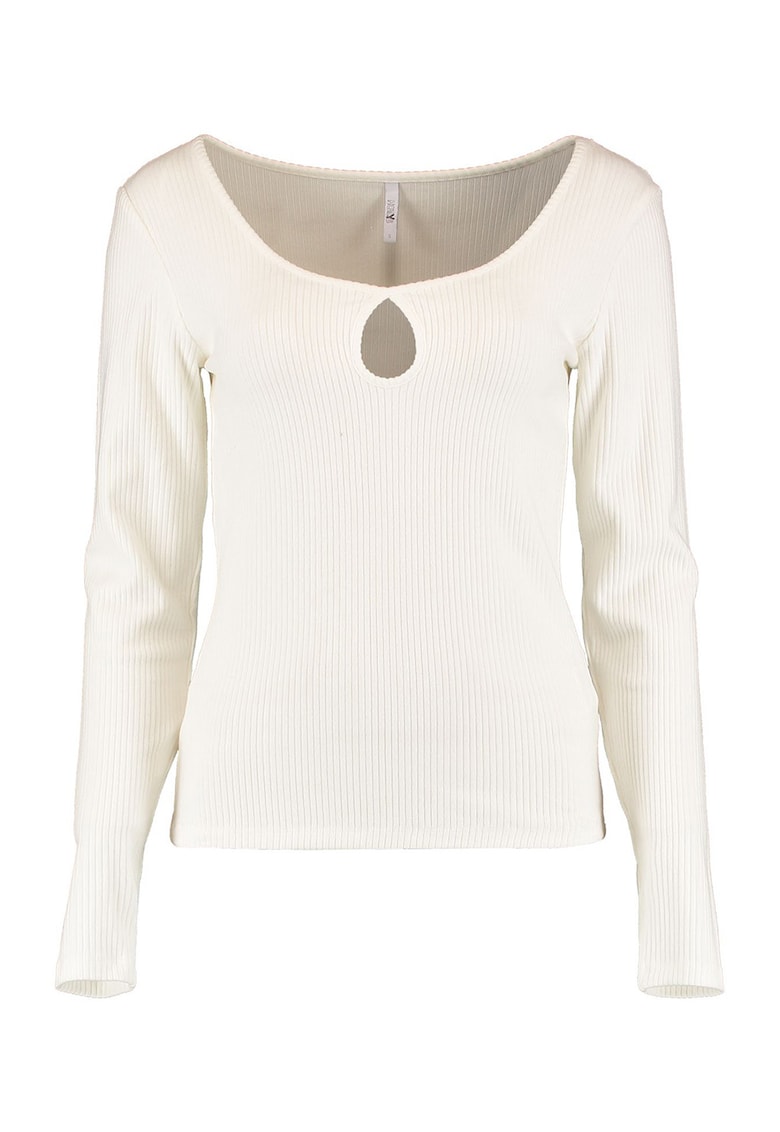 Bluza cu decolteu rotund si decupaj - Alb murdar