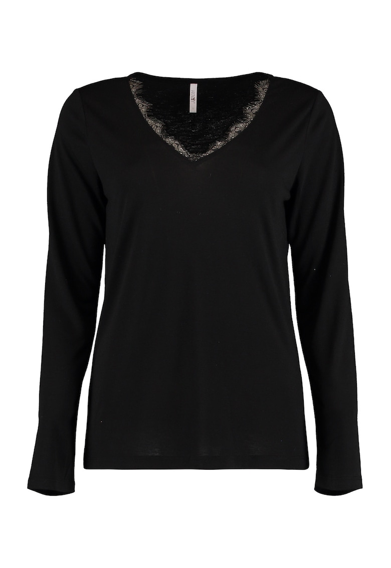 Bluza cu decolteu in V si siret - Negru