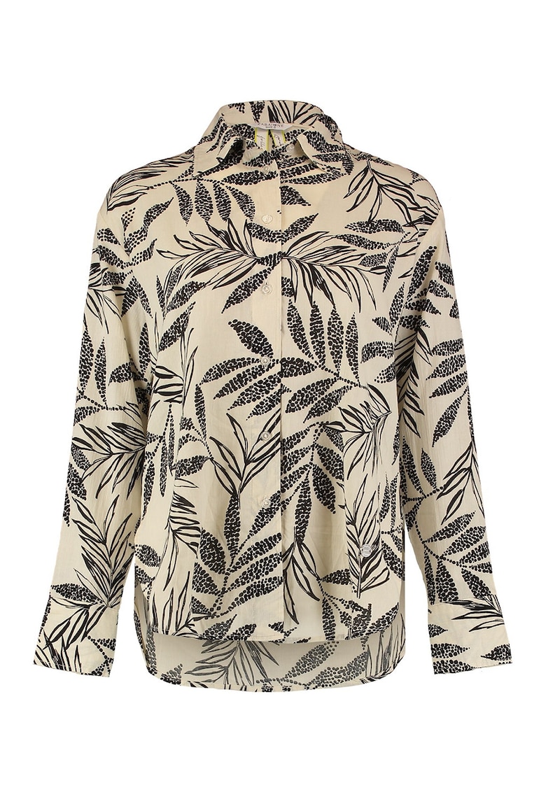 Camasa din bumbac cu guler clasic - Negru/Crem