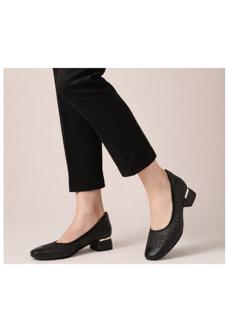 Pantofi eleganti - dama - M480017A negru - piele naturala - toc - Negru