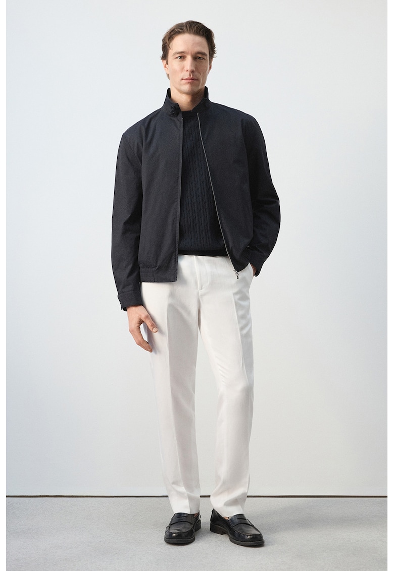 Pantaloni slim-fit din amestec de lyocell si in - Alb