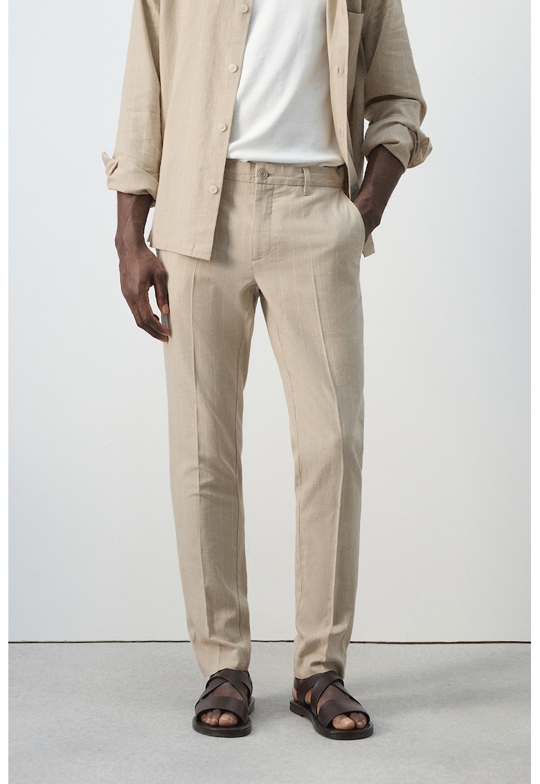 Pantaloni din amestec de in - Bej