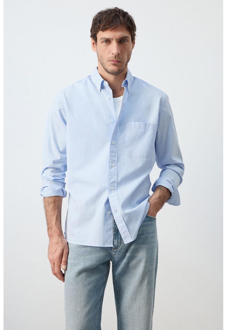 Camasa regular-fit cu dungi - Alb/Albastru