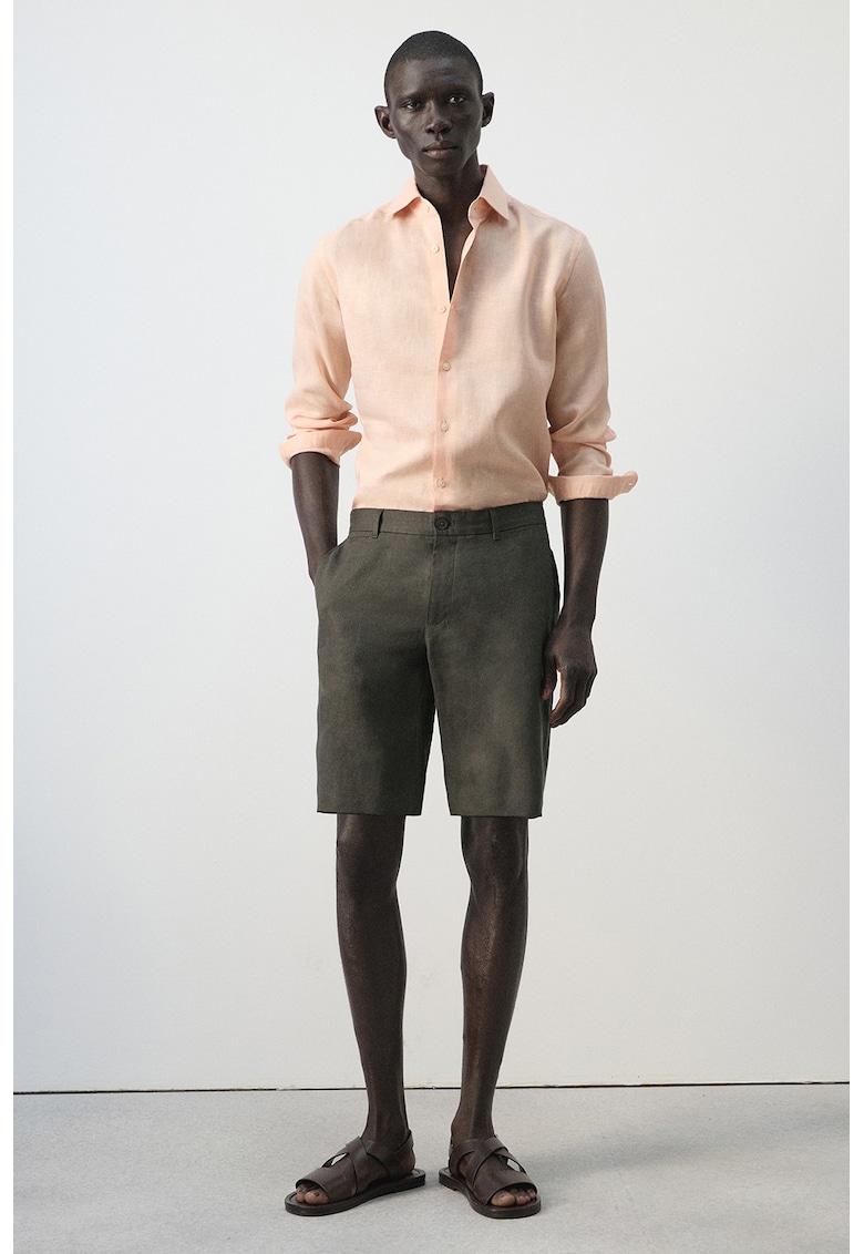 Bermude slim-fit din in Essentials - Verde padure