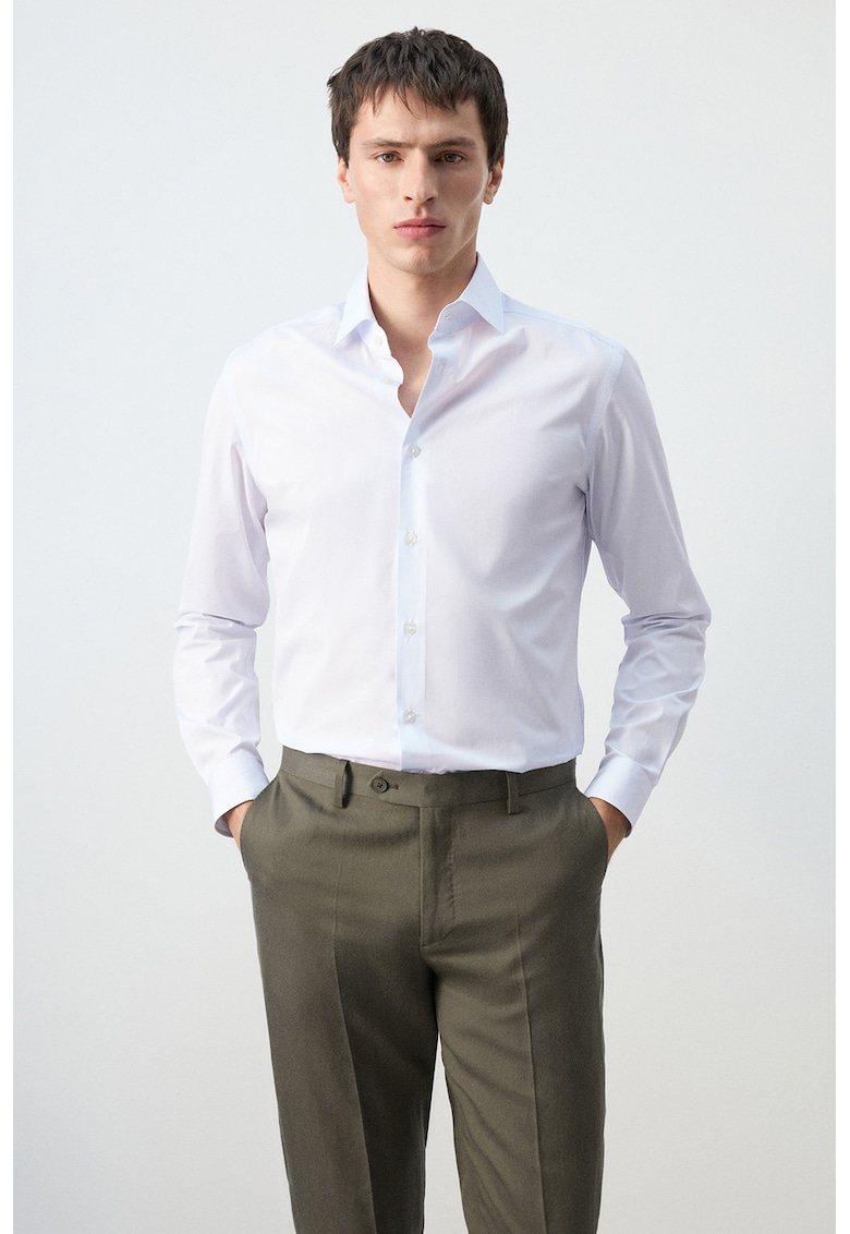 Camasa slim-fit din bumbac Essentials - Alb optic