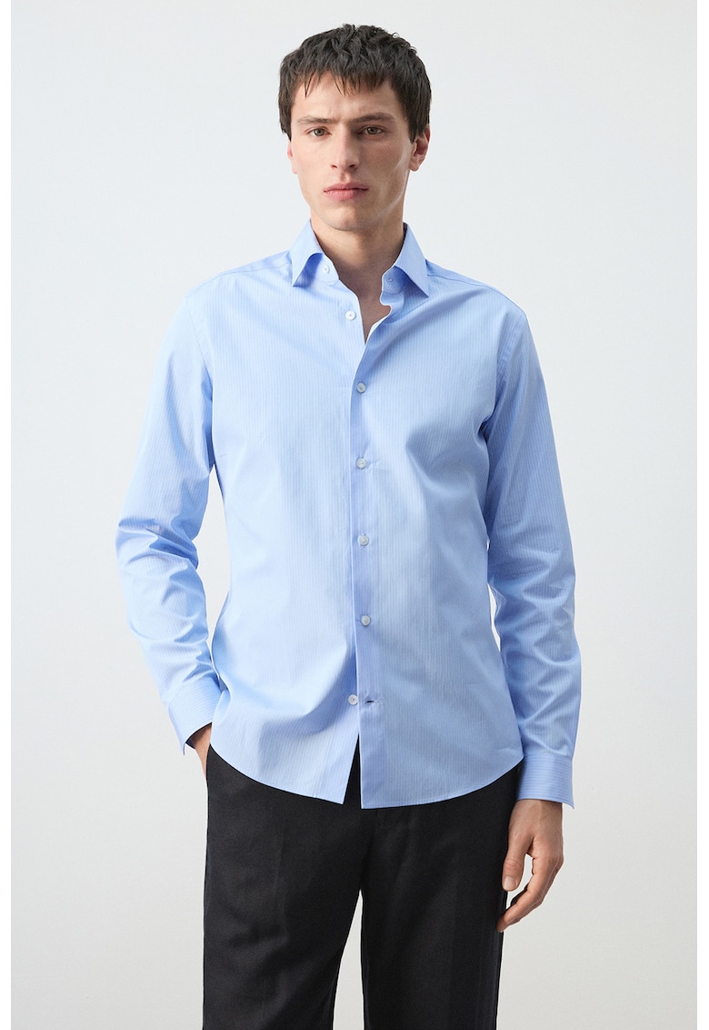 Camasa slim-fit din bumbac Essentials - Albastru