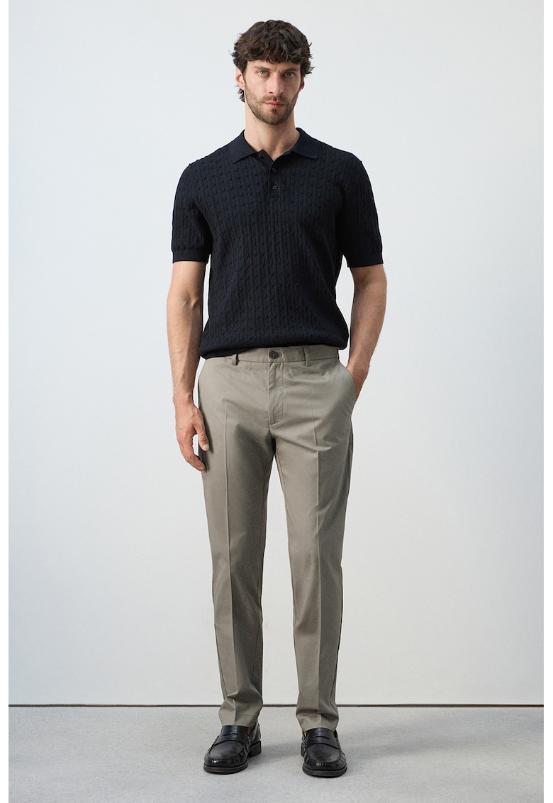 Pantaloni Chino din bumbac cu croaia slim-fit - Maro nisip