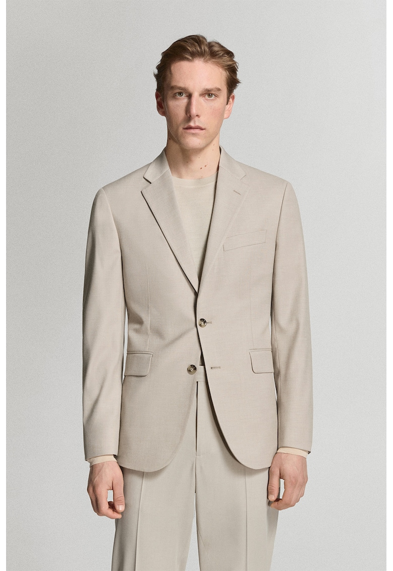 Sacou slim-fit cu revere decupate - Bej