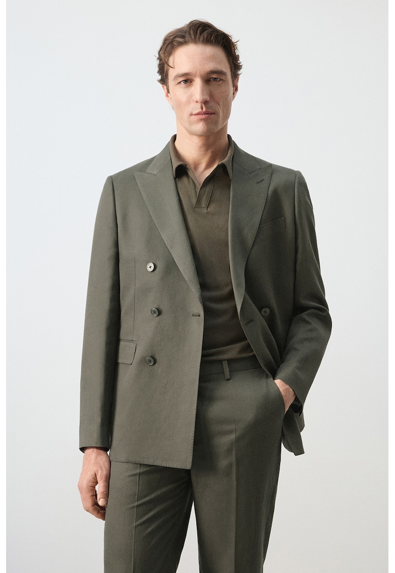 Sacou slim-fit cu doua randuri de nasturi - Verde feriga