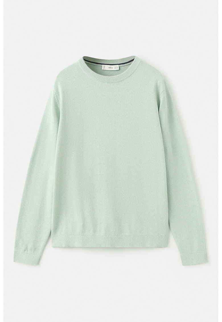 Pulover tricotat fin din bumbac - Verde pal
