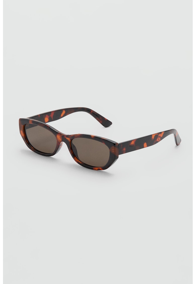 Ochelari de soare dreptunghiulari cu animal print - Maro inchis/Portocaliu