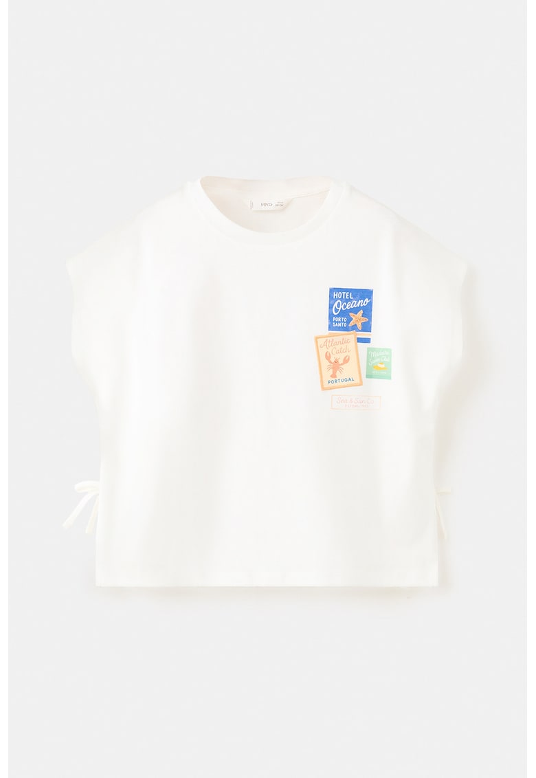 tricou de bumbac cu slituri laterale - Alb/Albastru