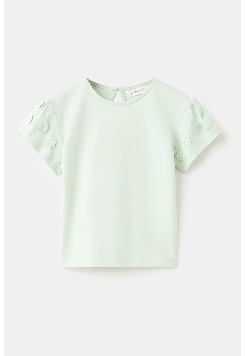 Tricou cu aplicatii florale - Verde pal