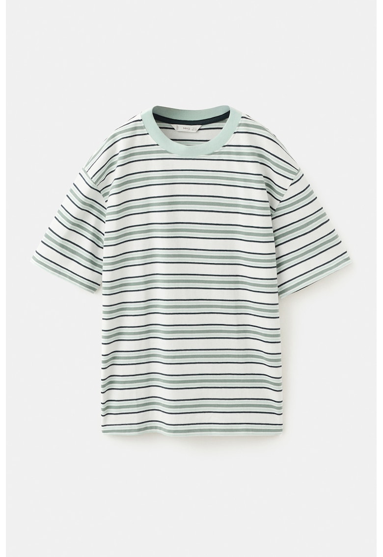 Tricou in dungi cu decolteu la baza gatului - Verde pal