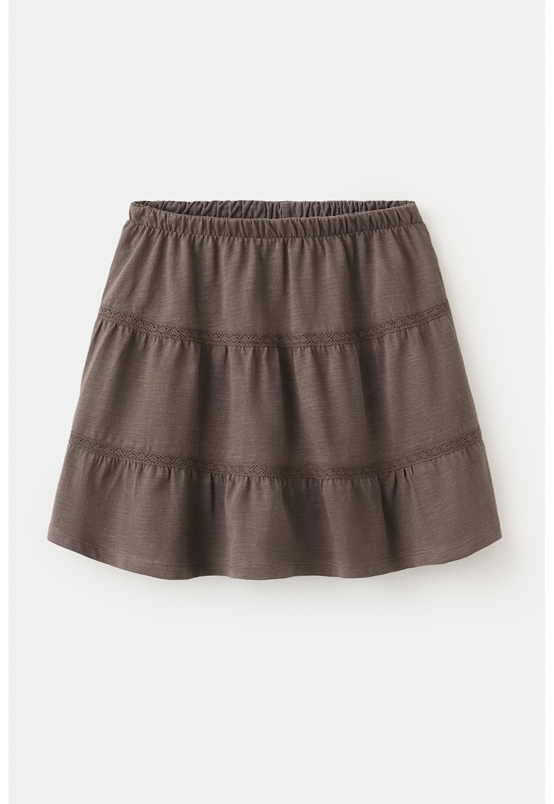 Fusta mini evazata cu talie elastica - Maro taupe
