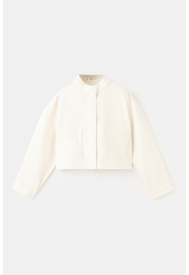 Jacheta crop de denim - Crem