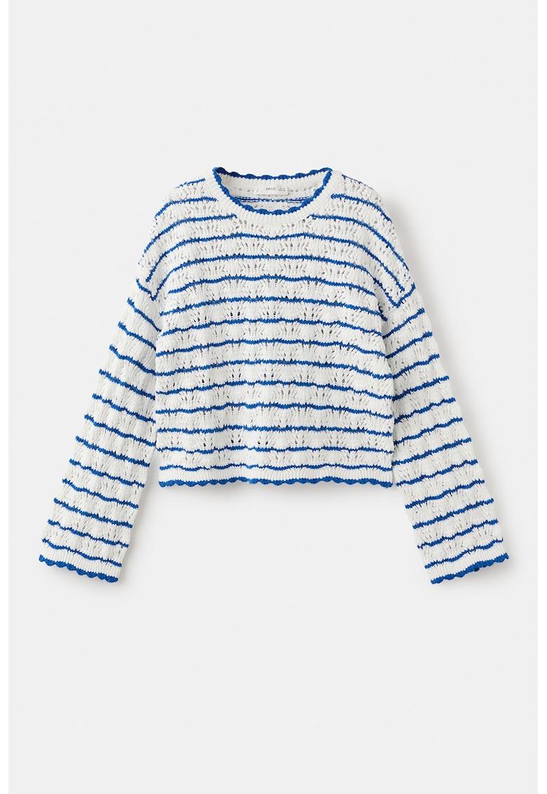 Pulover tricotat in dungi - Alb/Albastru