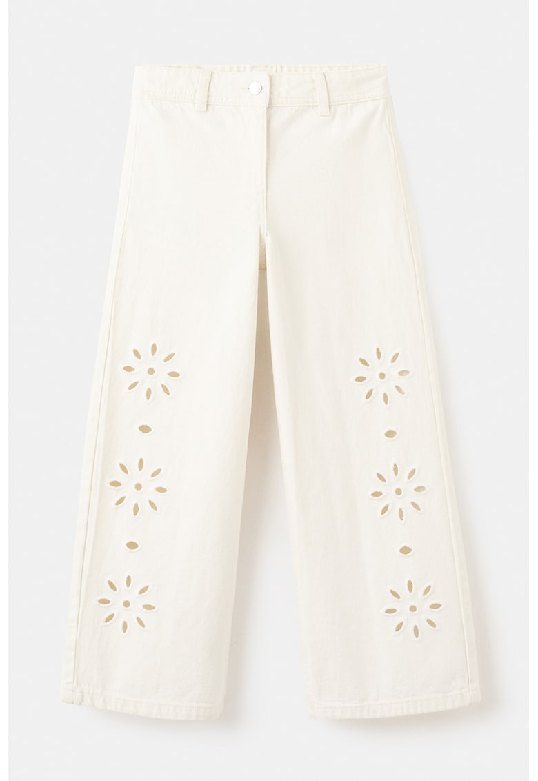 Pantaloni ampli brodati - Crem