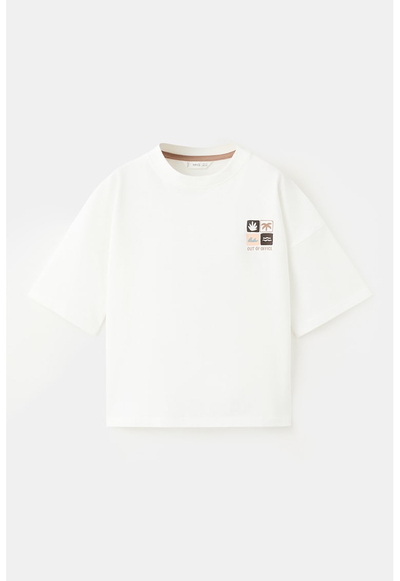 Tricou cu design grafic - Alb