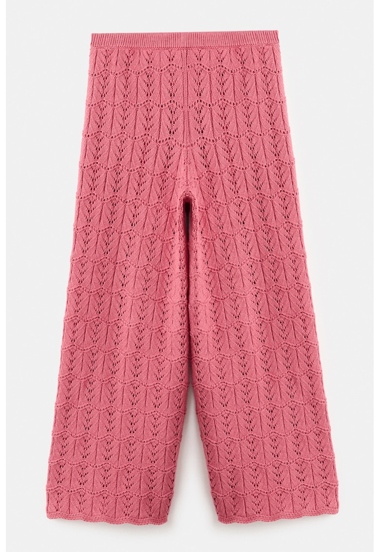 Pantaloni tricotati cu decupaje - Roz